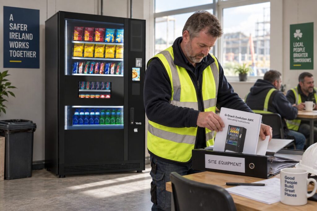 Site manager organises the vending equipment documents