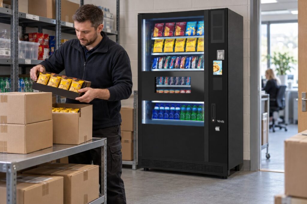Operator separates test snacks from sealed opening stock