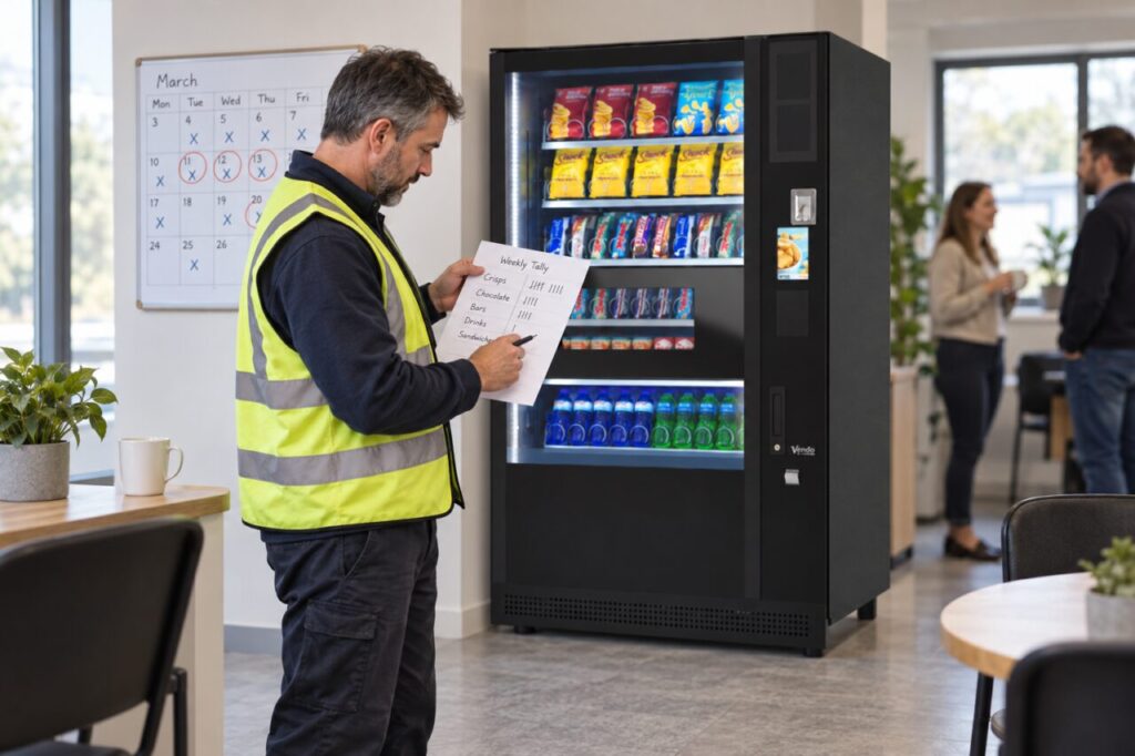 Site manager reviews recurring vending observations against a calendar