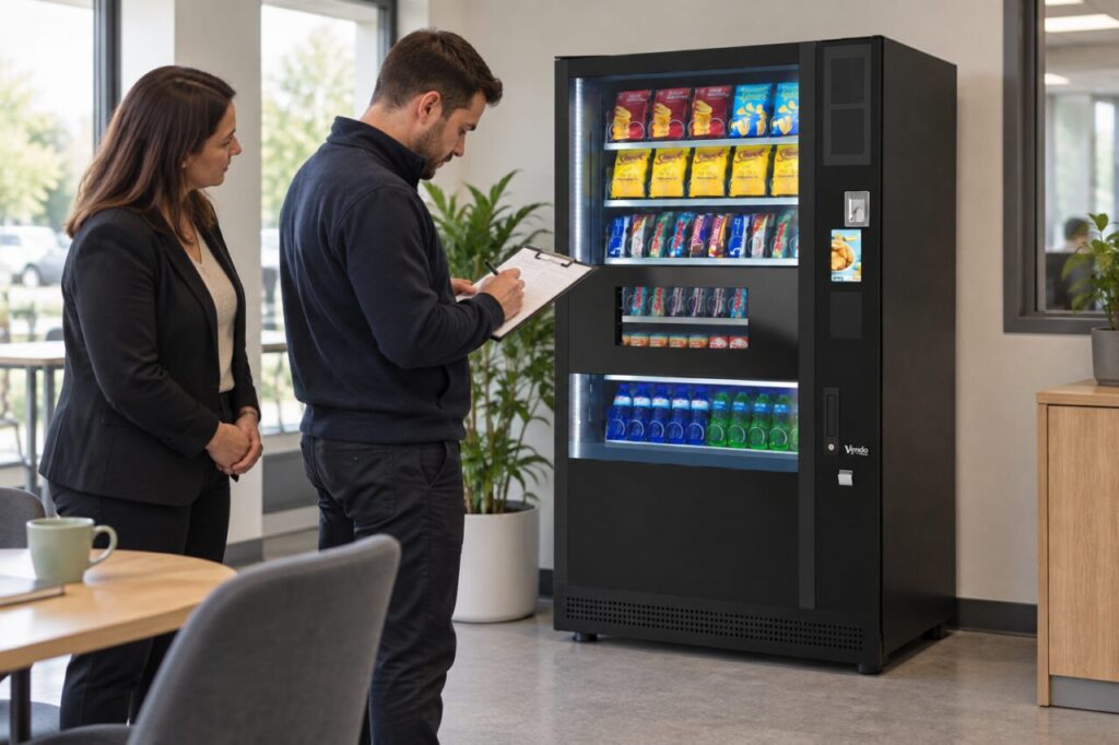 Trainer helps a site contact practise a vending problem report