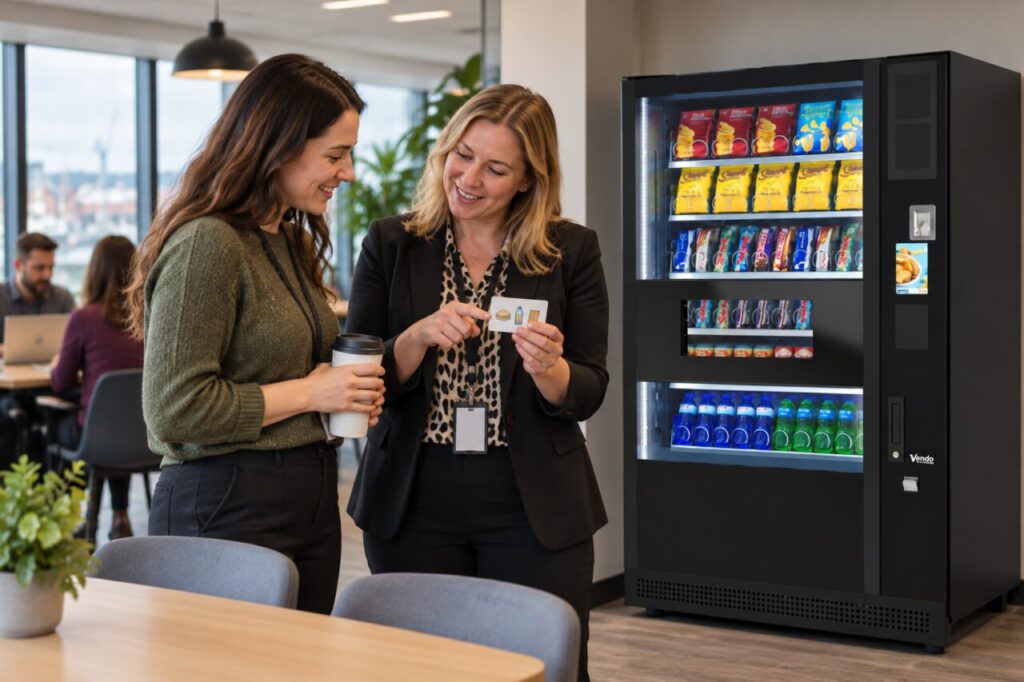 Staff host explains the agreed vending allowance