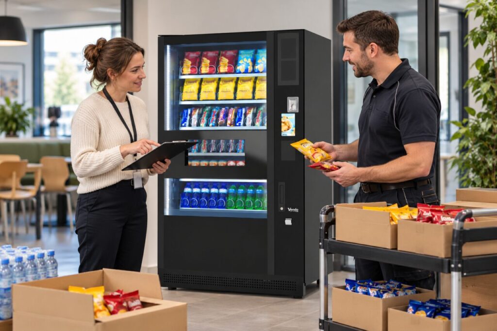 Site host and supplier reconcile stock during a vending replacement