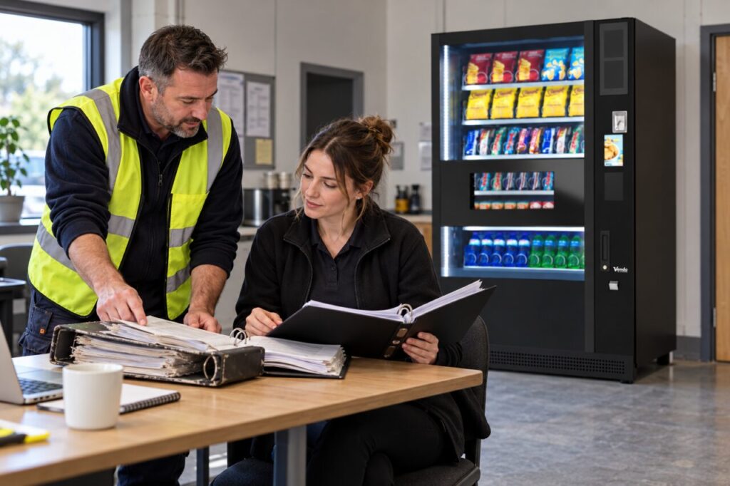 Operator records the identity of replacement vending equipment