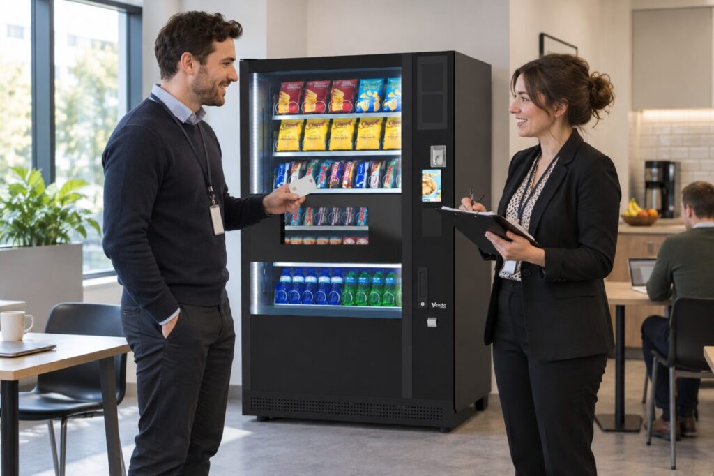 Employee discusses a vending allowance card with the scheme administrator