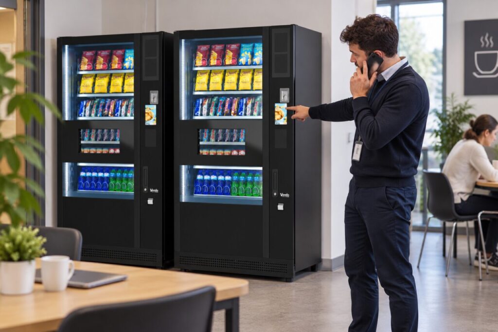 Host identifies one of two vending machines during a support call