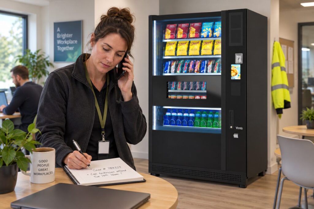 Site host logs a support case and asks about attendance beside a vending machine