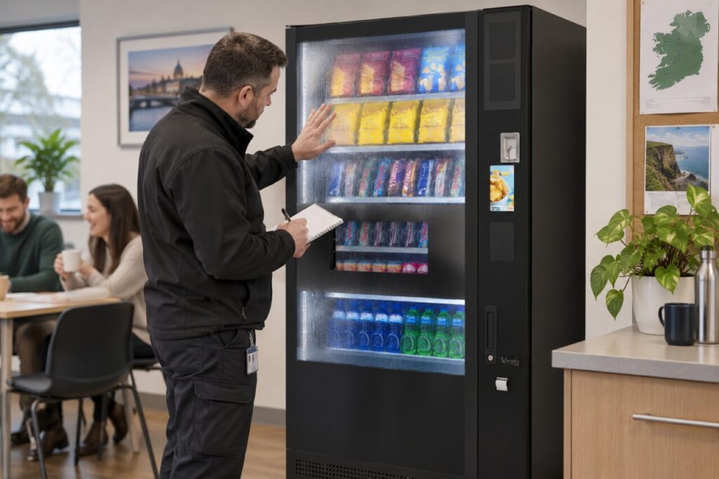 Site host records observations of misted vending glass